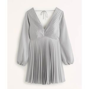 NEW Abercrombie & Fitch Long-Sleeve Satin Pleated Mini Dress